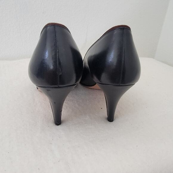 Bally of Switzerland Pointed Toe Ponte Shank Pump Leather Brown Sz  8.5 VTG Work - Picture 8 of 14